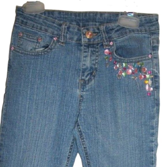 ---  Embellished Cropped Jeans Girl Size 8 - Picture 1 of 3